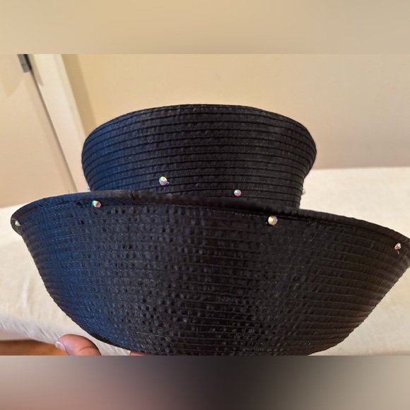 Black Hat with Rhinestone Accents - Picture 2 of 3